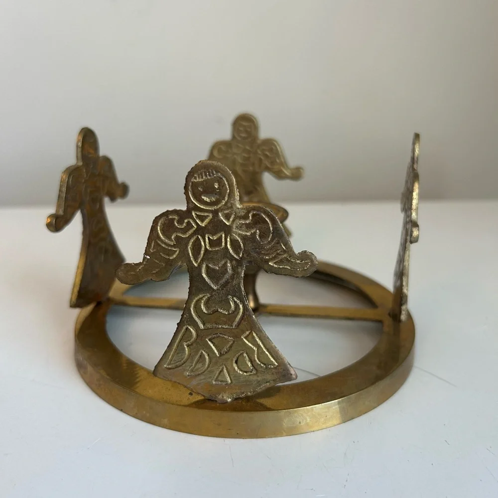 Brass Angel Taper Candle Holder Rings 3.75
